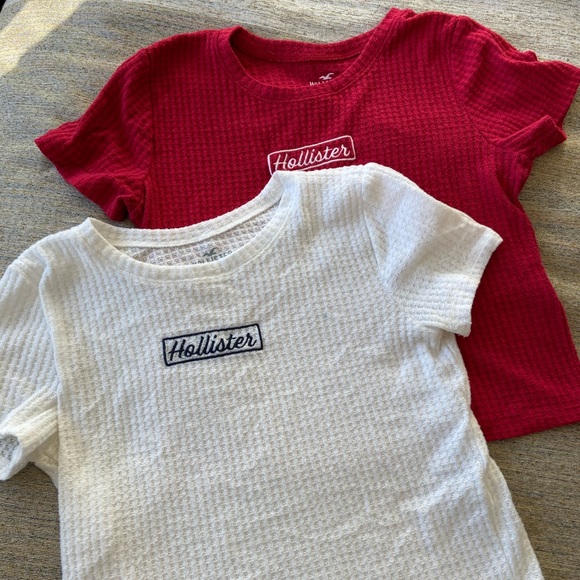 Hollister Tops - Two Hollister Waffle Crop Tees white red medium